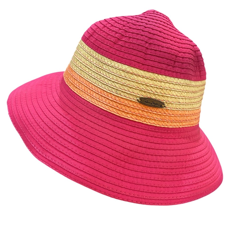 Women's Pink Straw Sun Hat Wide Brim Beach Vacation Resort Wear Panama jack‎
